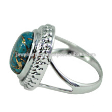 Blue Copper Turquoise Gemstone 925 Sterling Silver Ring Jewelry